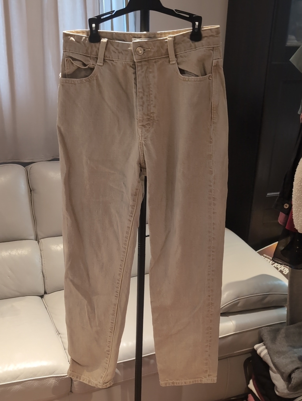 Zara Womens Light Beige Relaxed Jeans